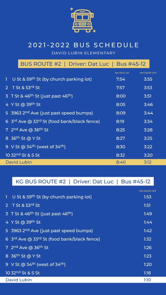 Updated Bus Schedule for 2021-2022